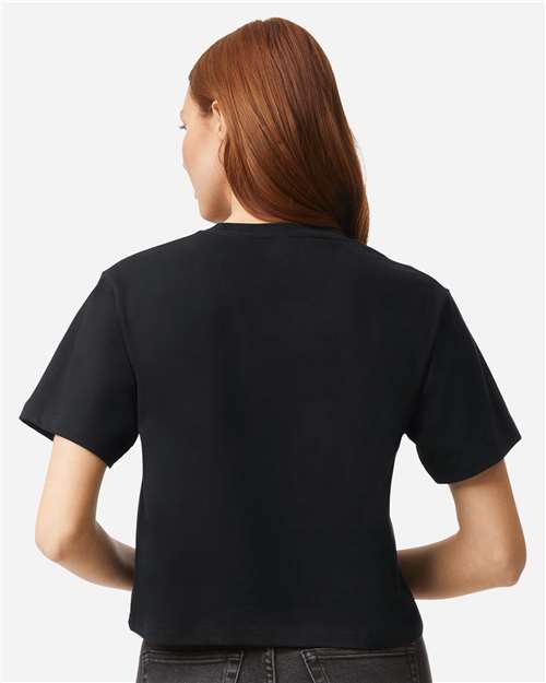 Women's Fine Jersey Mid-Length Boxy Tee – On Model – Back