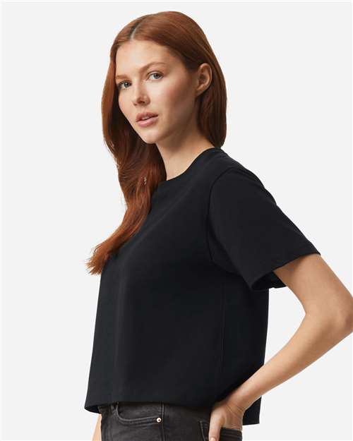 Women's Fine Jersey Mid-Length Boxy Tee – On Model – Side