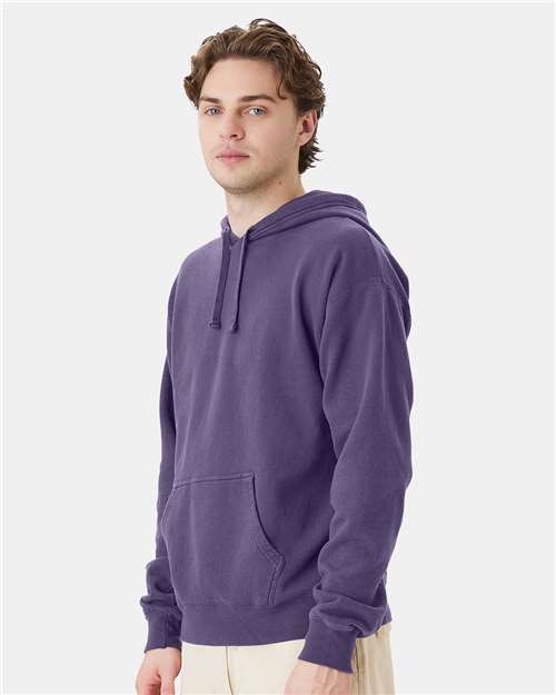Unisex Garment-Dyed Hooded Sweatshirt – On Model – Side