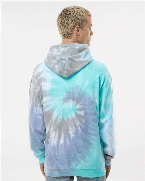 Unisex Tie-Dyed Cloud Inside-Out Fleece Hooded Sweatshirt – On Model – Back