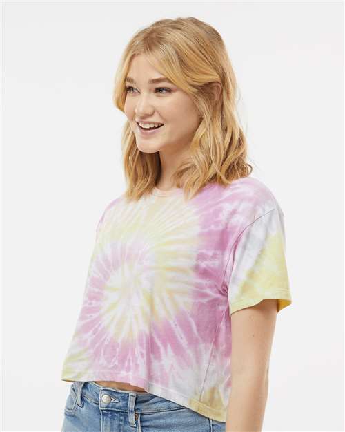 Women's Tie-Dyed Crop T-Shirt – On Model – Side
