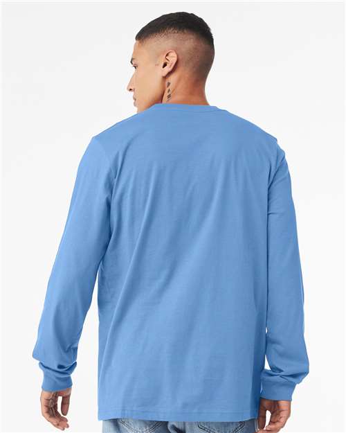 Heather CVC Long Sleeve Tee – On Model – Back