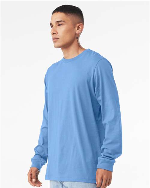 Heather CVC Long Sleeve Tee – On Model – Side