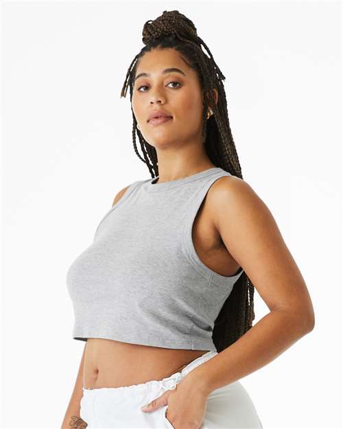 Women's Micro Rib Muscle Crop Tank – On Model – Side
