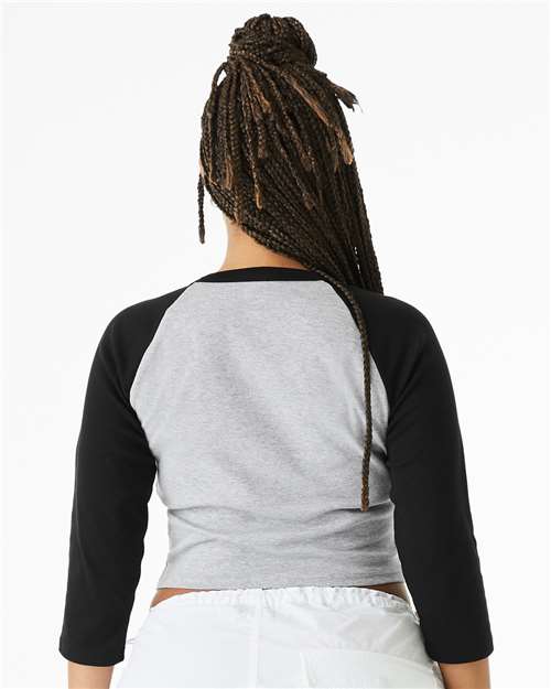 Women's Micro Rib Three-Quarter Raglan Sleeve Baby Tee – On Model – Back