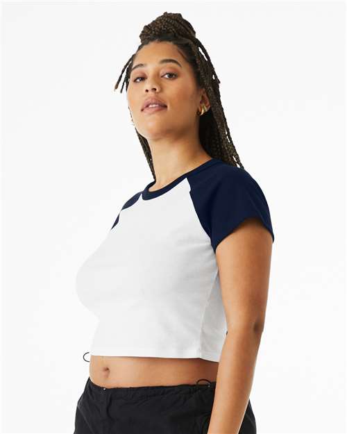 Women's Micro Rib Raglan Baby Tee – On Model – Side