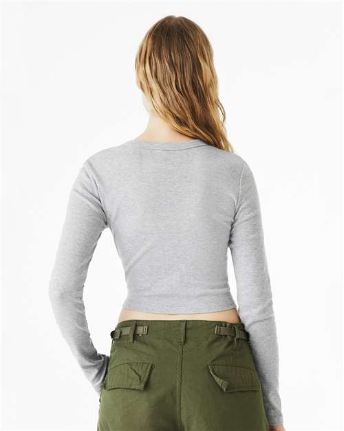 Women's Micro Rib Long Sleeve Baby Tee – On Model – Back
