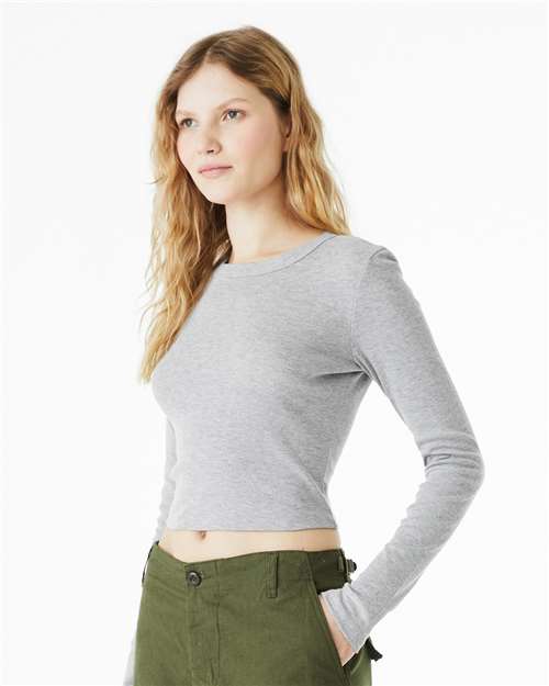 Women's Micro Rib Long Sleeve Baby Tee – On Model – Side