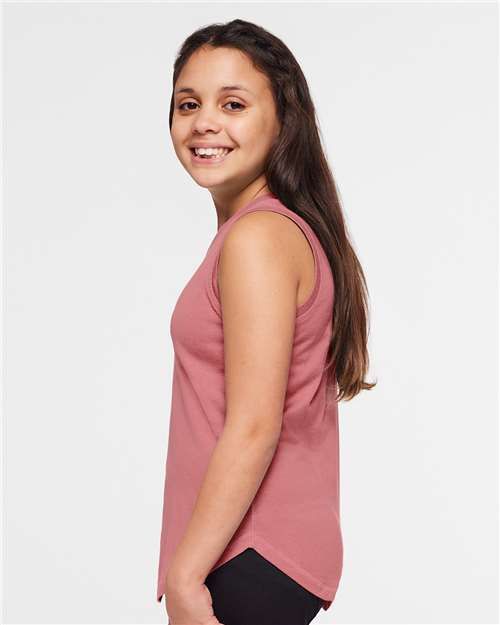 Girls' Relaxed Fine Jersey Tank – On Model – Side