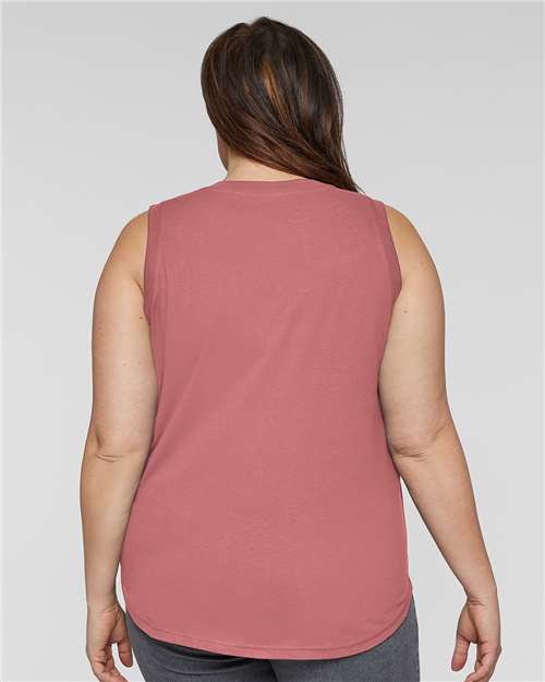 Women's Curvy Relaxed Fine Jersey Tank – On Model – Back