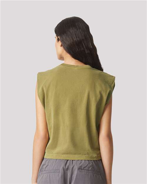 Women's Heavyweight Cotton Garment-Dyed Muscle Tee – On Model – Back