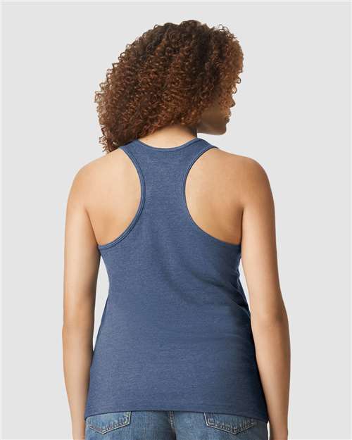 Women's Softstyle® CVC Racerback Tank Top – On Model – Back