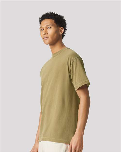 Unisex Heavyweight Cotton Garment-Dyed Tee – On Model – Side