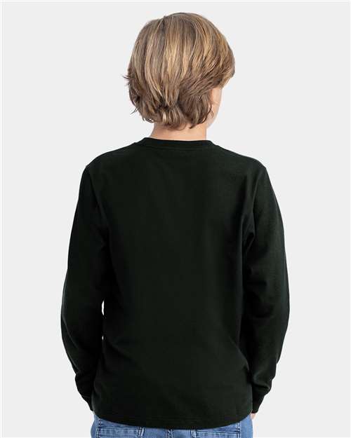 Youth Cotton Long Sleeve Tee – On Model – Back