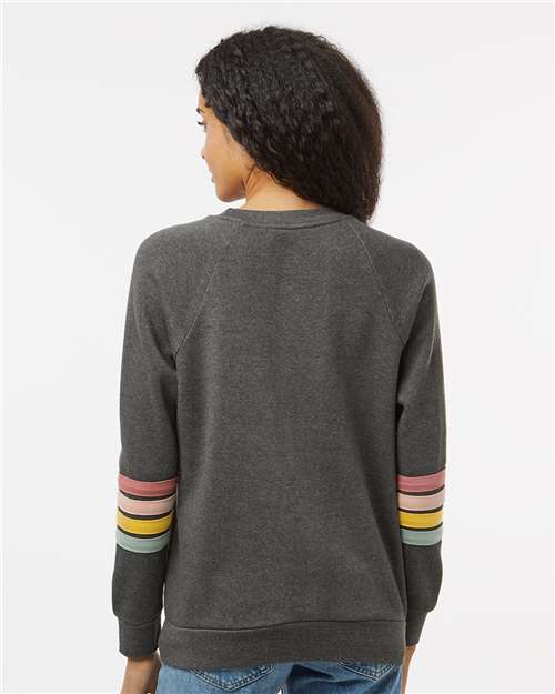 Women's Striped Sleeves Crewneck Sweatshirt – On Model – Back