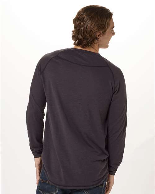 Unisex Henley Long Sleeve T-Shirt – On Model – Back