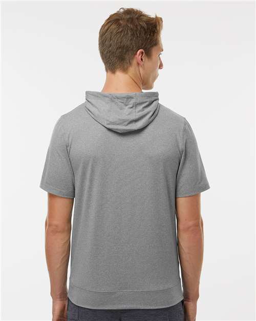 Men's Eco Revive™ Ventura Soft Knit Short Sleeve Hooded Sweatshirt – On Model – Back