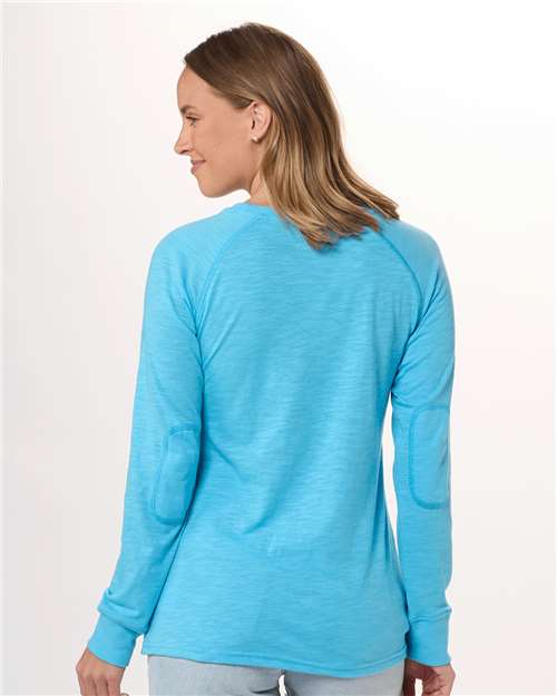Women's Solid Preppy Patch Long Sleeve T-Shirt – On Model – Back