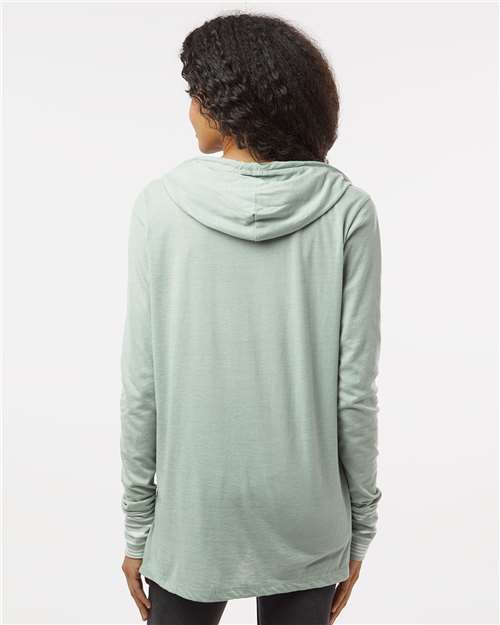 Women's Heathered Jersey Hooded Tunic – On Model – Back