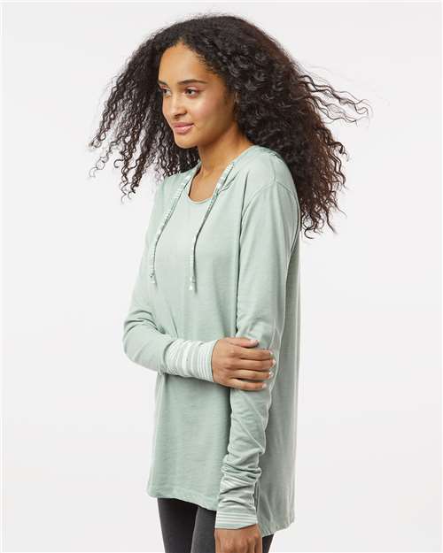 Women's Heathered Jersey Hooded Tunic – On Model – Side