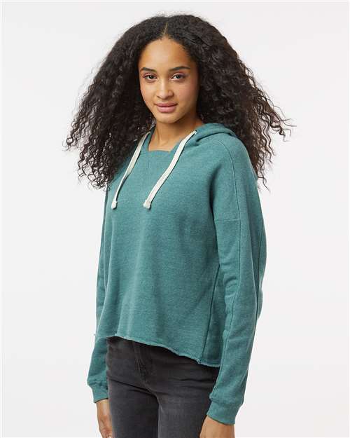 Women's Angel Fleece Crop Hooded Sweatshirt – On Model – Side
