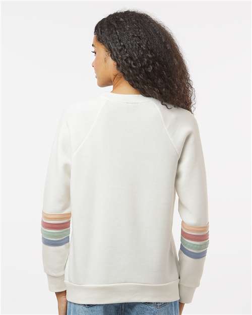 Women's Striped Sleeves Crewneck Sweatshirt – On Model – Back