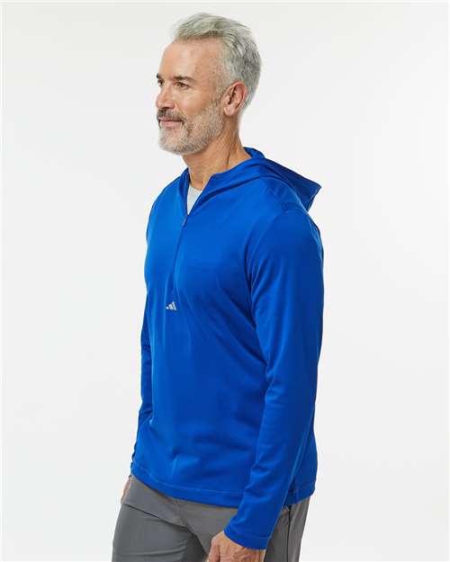 Men's Lightweight Quarter-Zip Hooded Pullover – On Model – Side