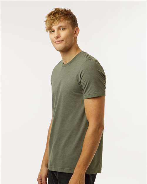Unisex Combed CVC T-Shirt – On Model – Side