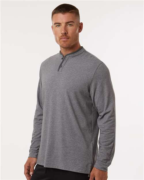 Men's Henley Long Sleeve T-Shirt – On Model – Side