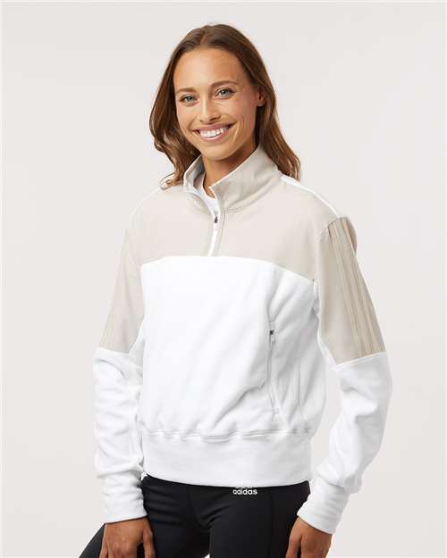 Women's Fleece Quarter-Zip Pullover – On Model – Side