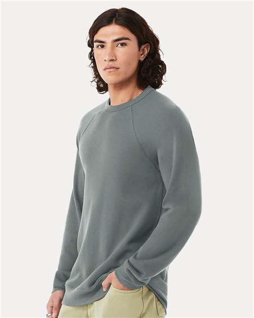 Unisex Sponge Fleece Raglan Crewneck Sweatshirt – On Model – Side