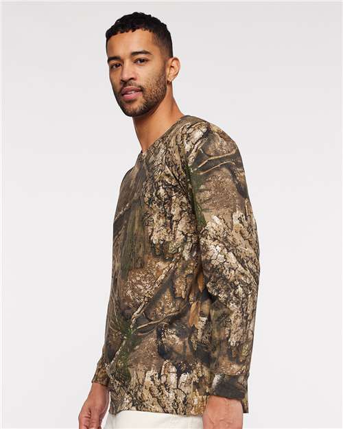Unisex Realtree® Camo Long Sleeve Tee – On Model – Side