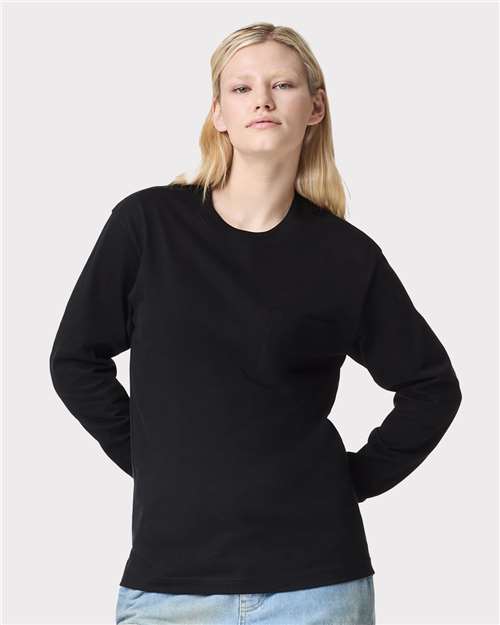 Unisex Super Heavyweight Long Sleeve Pocket Tee – On Model