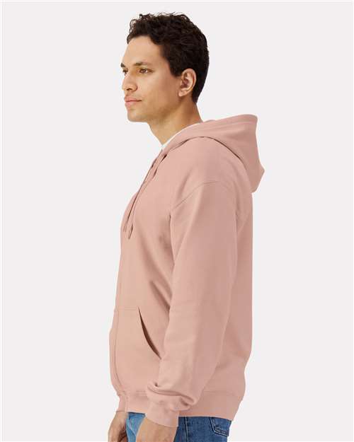 Unisex Softstyle® Midweight Full-Zip Hooded Sweatshirt – On Model – Side