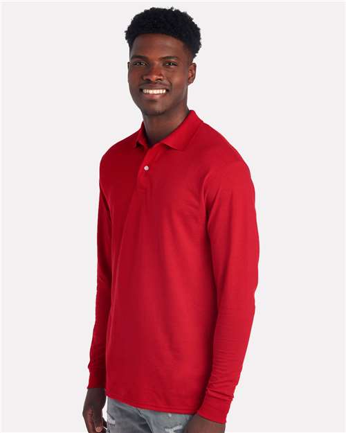 Men's Dri-Power® Long Sleeve Polo – On Model – Side