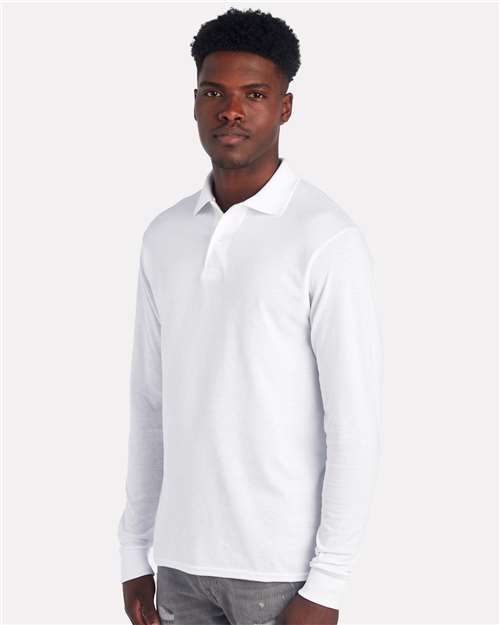 Men's Dri-Power® Long Sleeve Polo – On Model – Side