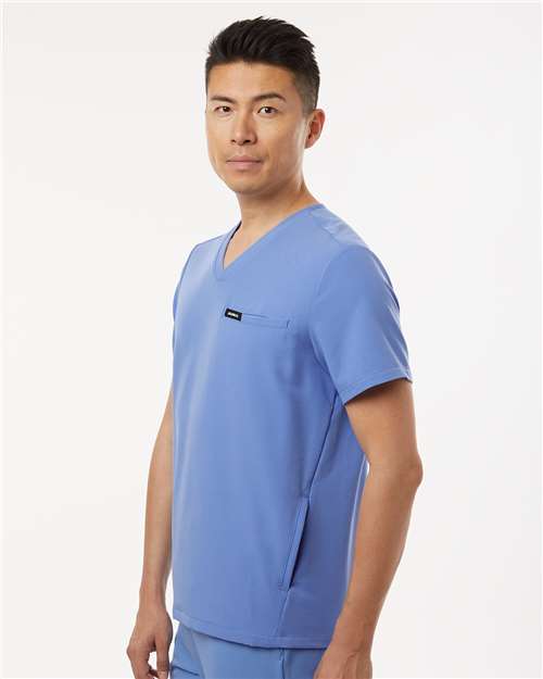 Men's Platt 3-Pocket Scrub V-Neck Top – On Model – Side