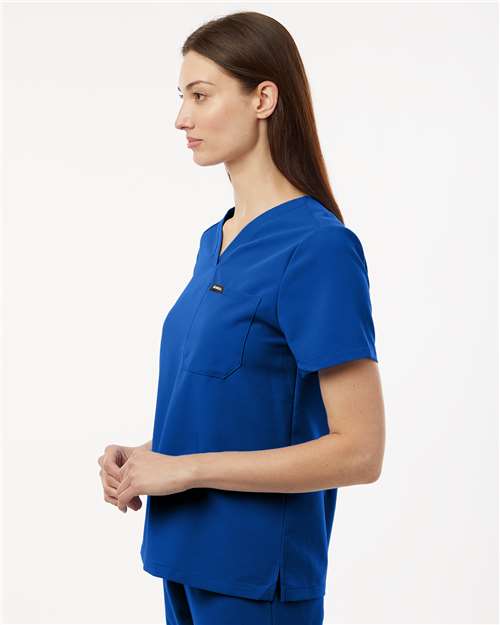 Women's Rhena Essential 1-Pocket Scrub V-Neck Top – On Model – Side