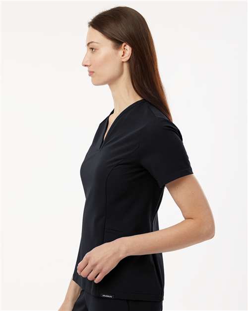 Women's Calix Fit & Flare Scrub V-Neck Top – On Model – Side