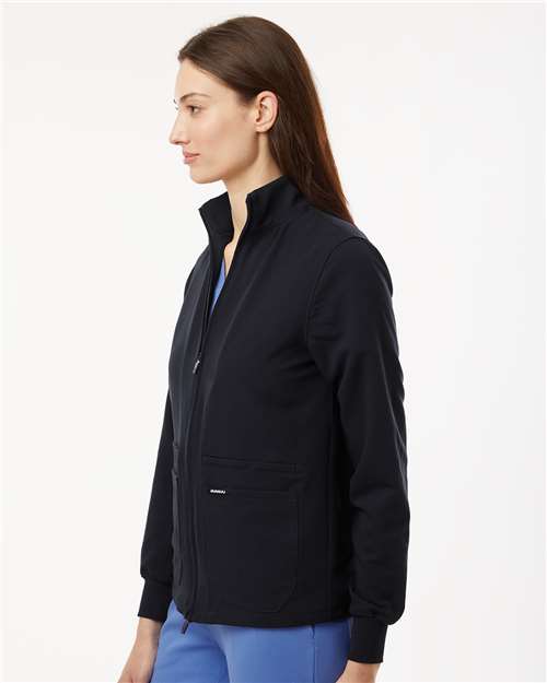 Women's Ceri Essential Full-Zip 6-Pocket Scrub Jacket – On Model – Side