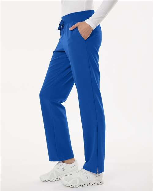 Women's Petite Sizes Xenos Essential Knit-Waist Scrub Pants – On Model – Side