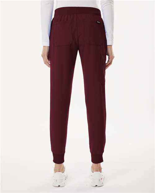 Women's Petite Sizes Silex Knit-Waist Scrub Joggers – On Model – Back