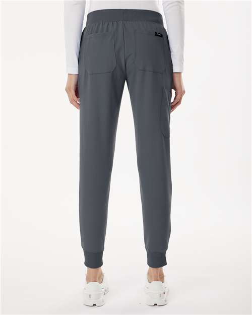 Women's Petite Sizes Silex Knit-Waist Scrub Joggers – On Model – Back