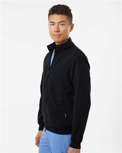 Men's Wolfe Everyday Full-Zip 6-Pocket Scrub Jacket – On Model – Side