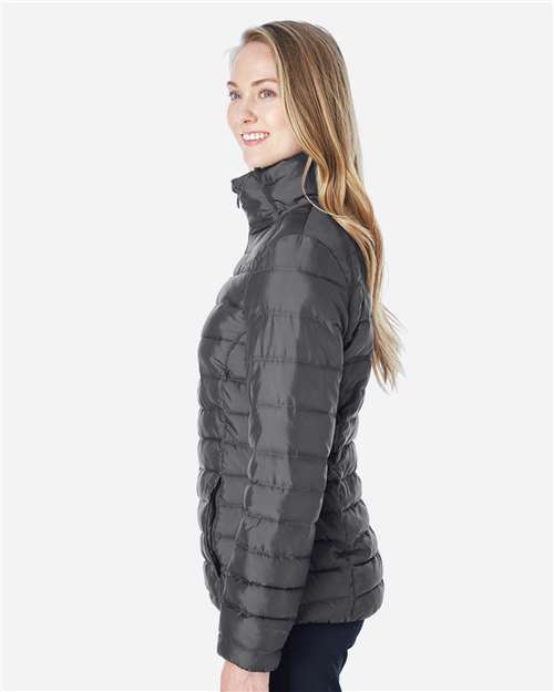 Women's Insulated Puffer Jacket – On Model – Side