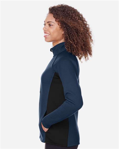 Women's Constant Half-Zip Sweater Fleece Pullover – On Model – Side