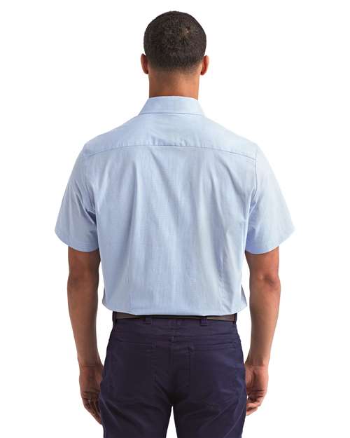 Men's Microcheck Gingham Cotton Shirt – On Model – Back