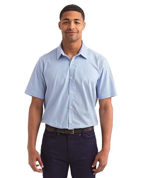 Men's Microcheck Gingham Cotton Shirt – On Model