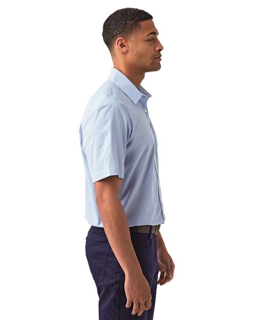 Men's Microcheck Gingham Cotton Shirt – On Model – Side