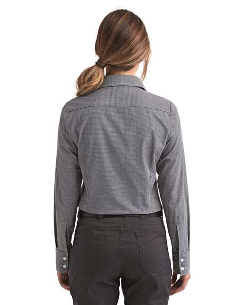 Women's Microcheck Gingham Cotton Shirt – On Model – Back